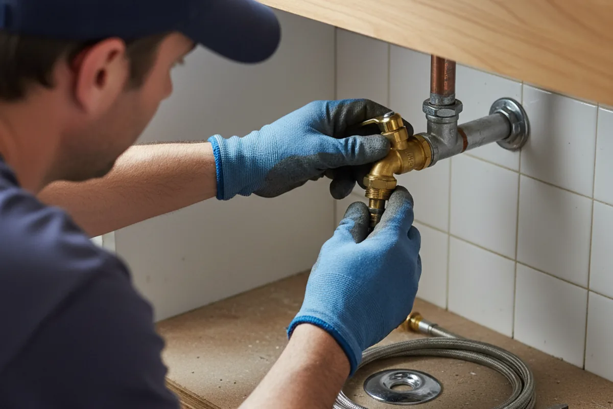 Shutoff valve and fitting work during Burst Pipe Repair in Kent